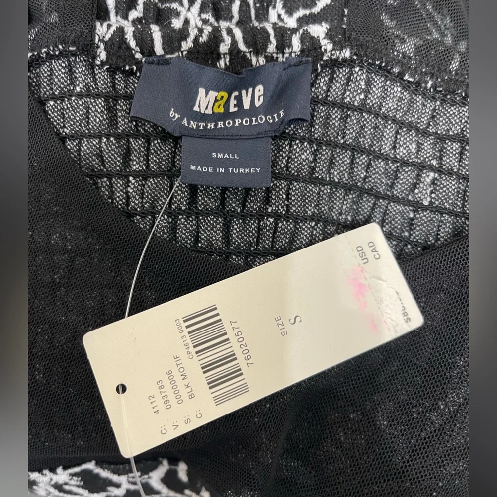 NWT Anthropologie Maeve Illusion Top size Small new black color - Picture 4 of 7